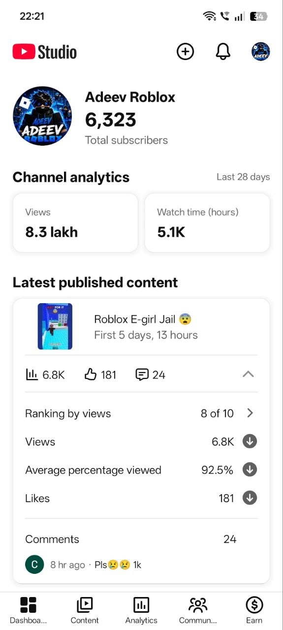 6.32K Subscribers Roblox Shorts YouTube Channel – YT110