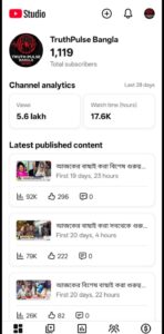 1.11K Subscribers Monetized YouTube Channel | YT116